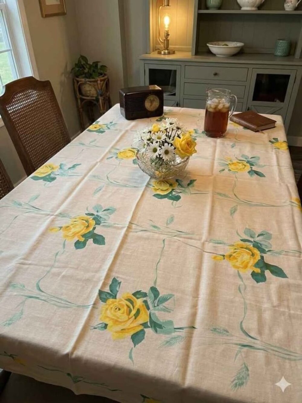 Vintage tablecloth with tags 54"x54" made in the USA